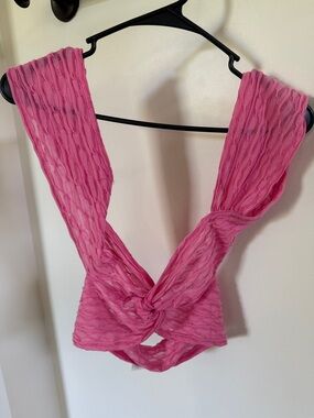 SHEIN Pink Textured Knotted Bandeau Top